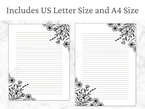 Kids Letter Writing Set Girls Lined Stationery Paper Floral Print