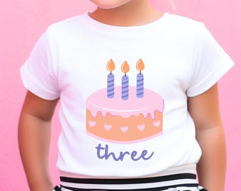 Birthday Cake Candle Shirt 3rd Birthday Shirt Girl Birthday T Shirt Toddler Birthday Party Shirt Birthday Cake Shirt Third Birthday Tee Cute