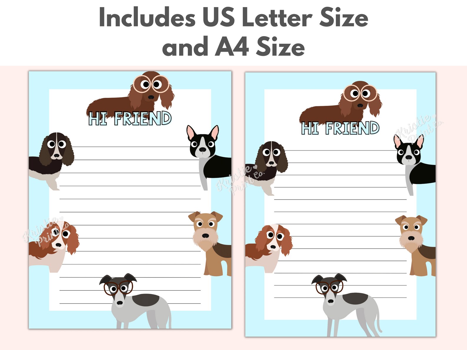 Dog Stationery for Kids, Printable Dog Stationary, Cute Kids Stationary