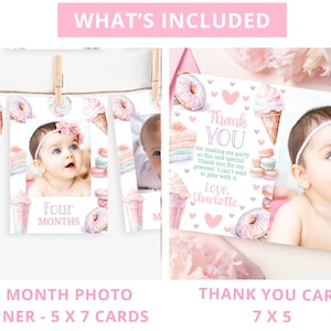 Sweet One Birthday Bundle Sweet One Party 1St Birthday Bundle Girl First Birthday Decor Editable Templates Ice Cream Donut Invitation SWE1 image 7