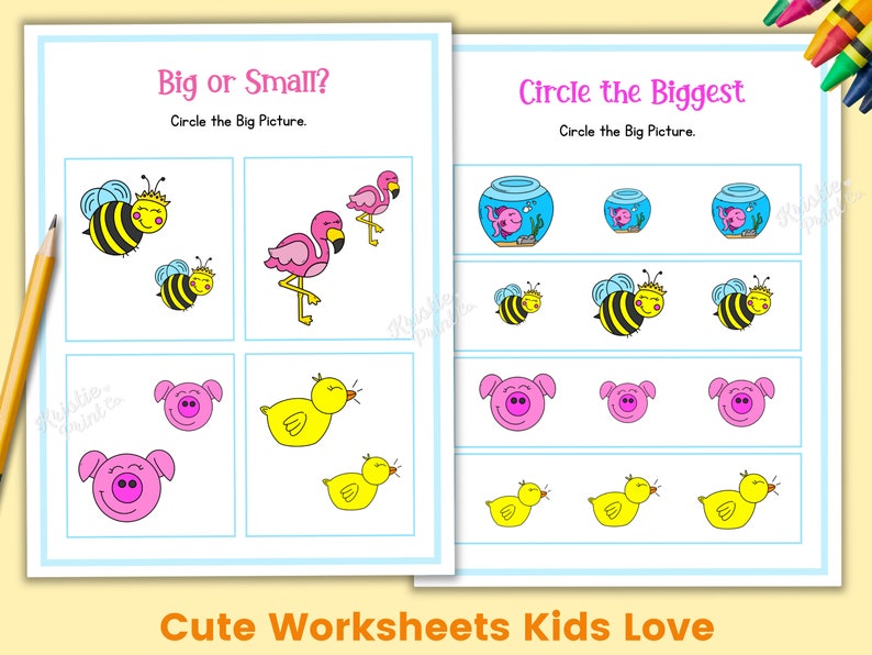 Big Small Worksheets, Learning Sizes Printable, Preschool Worksheets ...