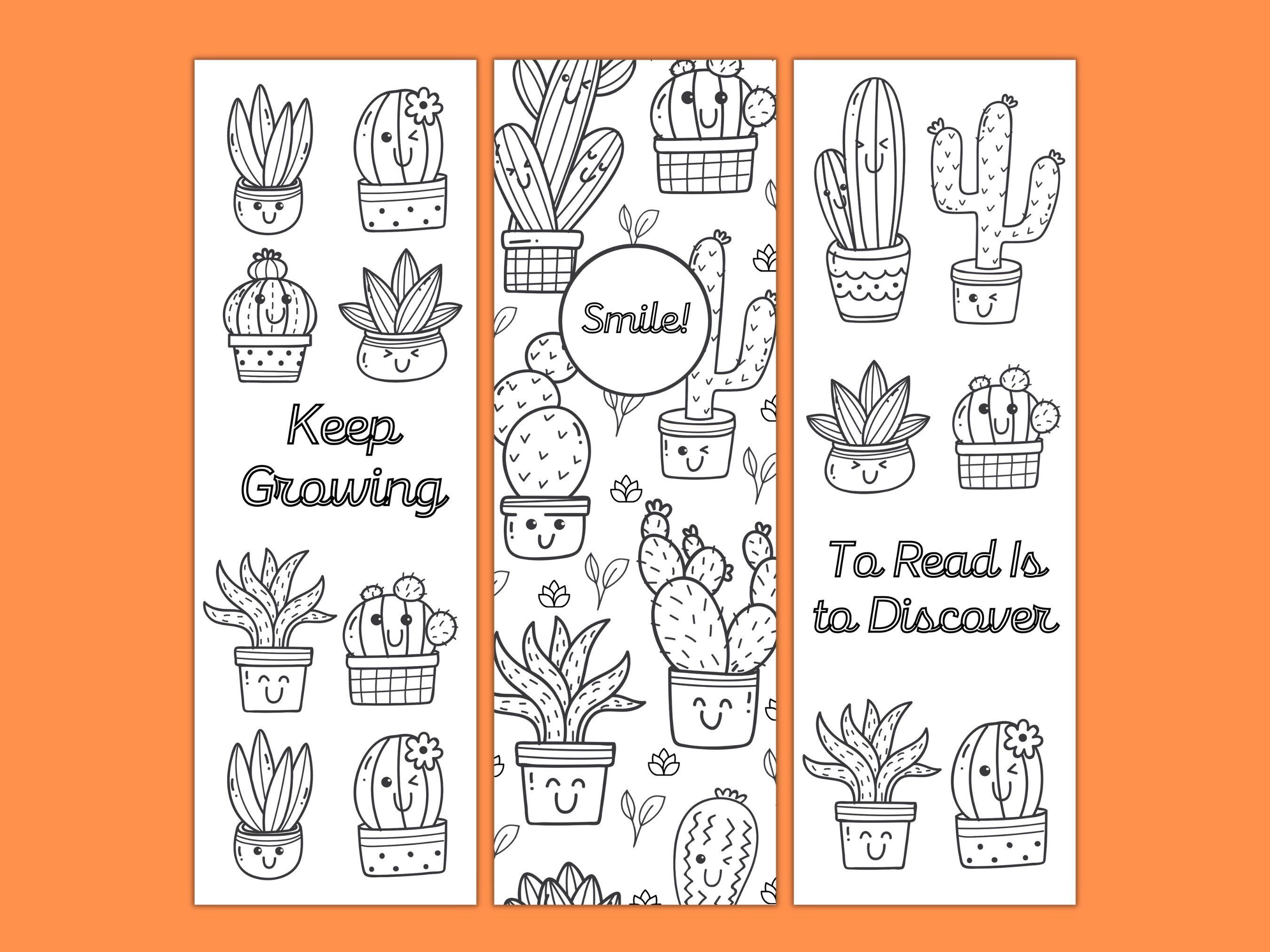Printable Bookmarks to Color Houseplant Bookmark Cactus - Etsy España