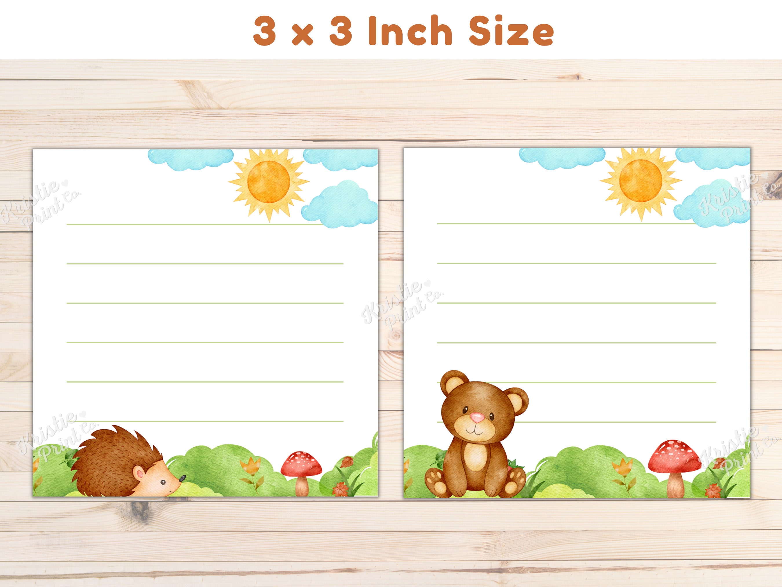 Woodland Printable Memo Pad, Printable Memo Pad PDF, Bear Memo, Cute ...