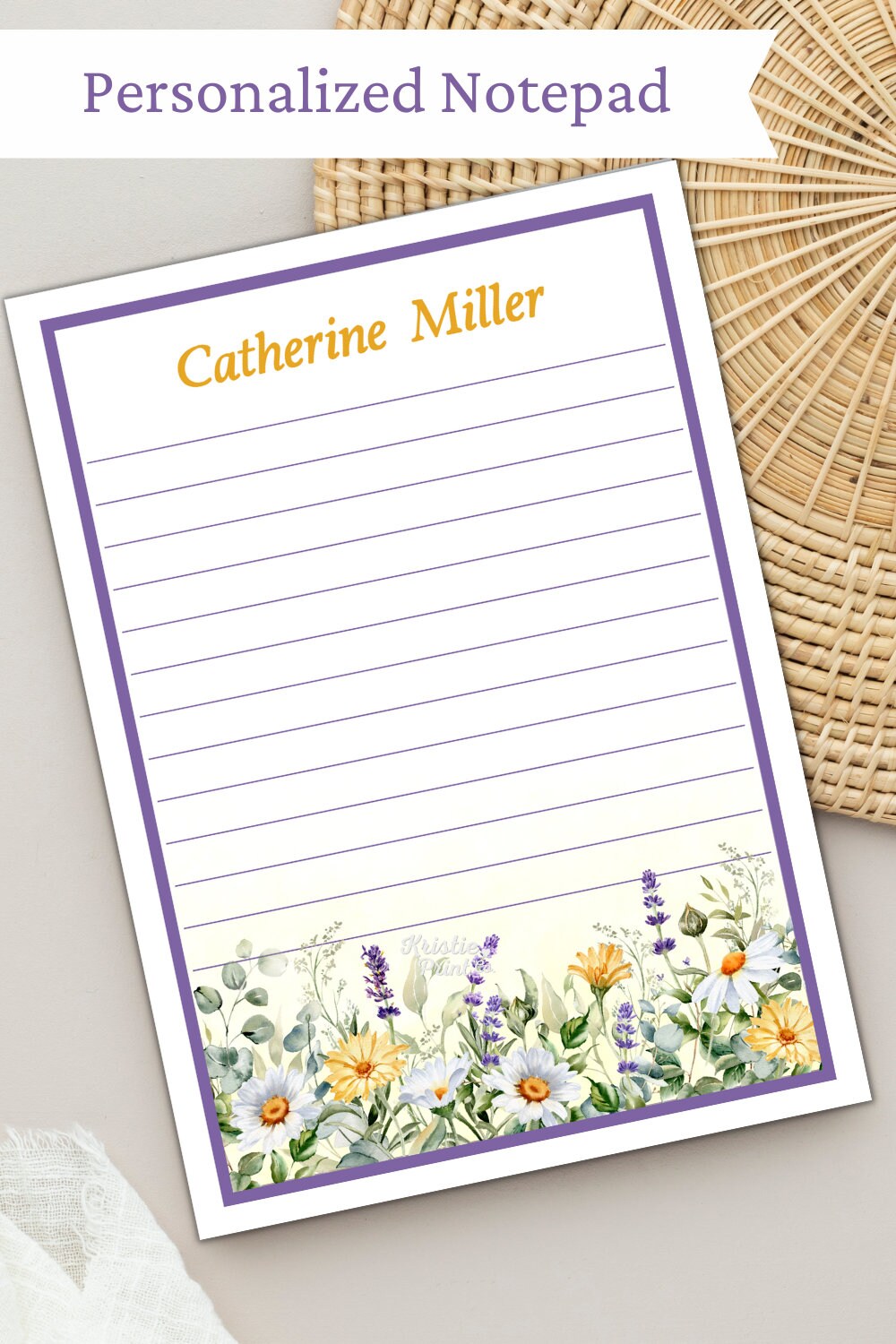 Printable Notepad Notepad Digital Download Custom Note Paper ...