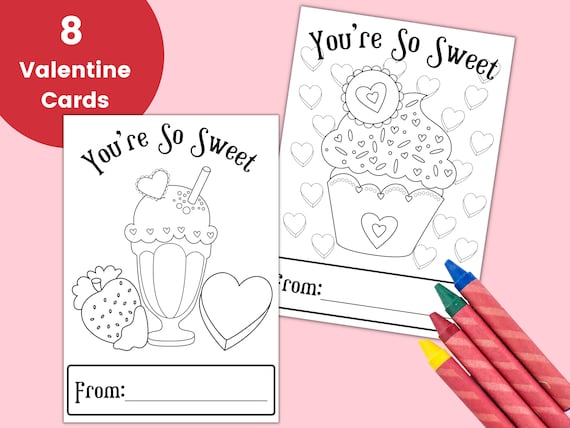Valentine Cards for Kids Printable Valentines to Color - Etsy