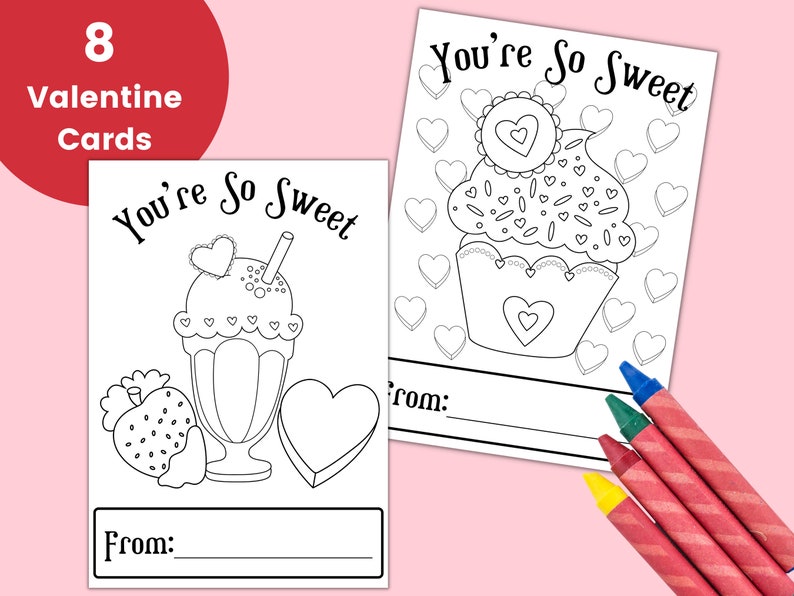 Valentine Cards for Kids, Printable Valentines to Color, Valentine ...