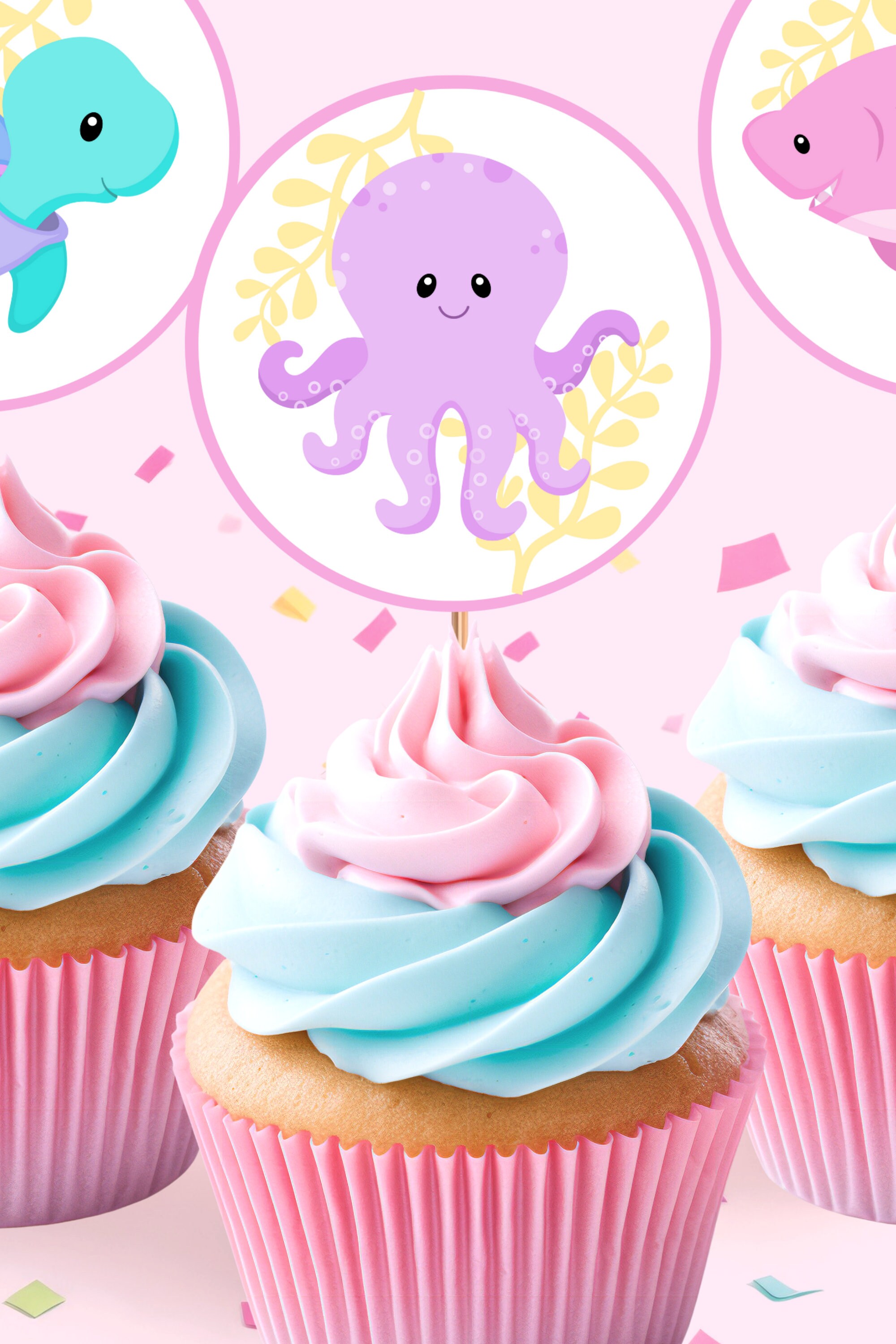 Sea Animal Cupcake Toppers Under the Sea Party Cupcake Decorations Two