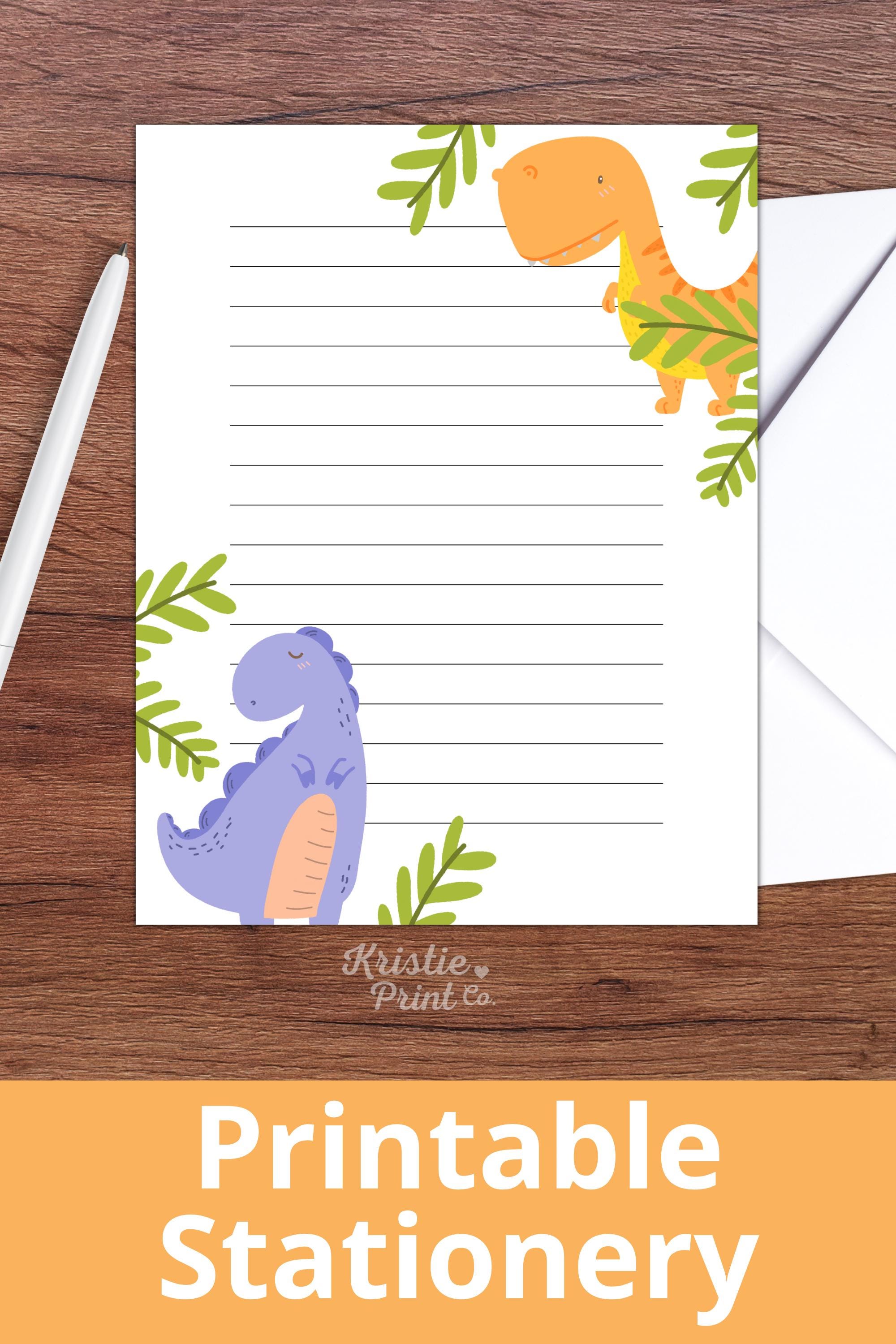 dinosaur-stationery-stationery-printable-stationery-for-boys-cute-stationery-paper-penpal-stationary-kids-writing-paper-lined-paper-etsy