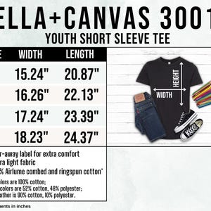 Peut inclure: T-shirt noir &agrave; manches courtes pour jeunes avec tableau des tailles. Mesures en cm : S (38,7 cm de largeur, 53,0 cm de longueur), M (41,3 cm de largeur, 56,2 cm de longueur), L (43,8 cm de largeur, 59,4 cm de longueur), XL (46,3 cm de largeur, 61,9 cm de longueur).