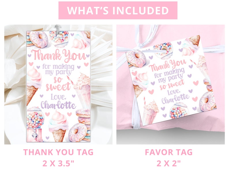 Sweet One Birthday Bundle Sweet One Party 1St Birthday Bundle Girl First Birthday Decor Editable Templates Ice Cream Donut Invitation SWE1 image 4