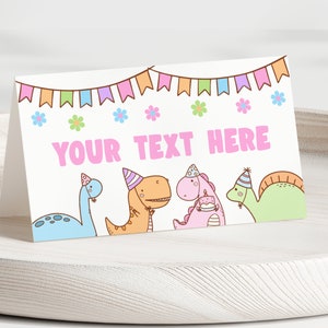 Girl Dinosaur Food Cards Dinosaur Party Birthday Decorations Dinosaur Food Tents  Girl Dinosaur Party Place Cards Girl Dino Birthday DIN1