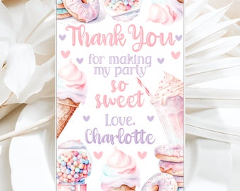 Tag di ringraziamento per un dolce Tag di favore per un compleanno dolce Tag di regalo di ringraziamento modificabile Tag di favore stampabile per il primo compleanno di una ragazza Sweet One Party SWE1
