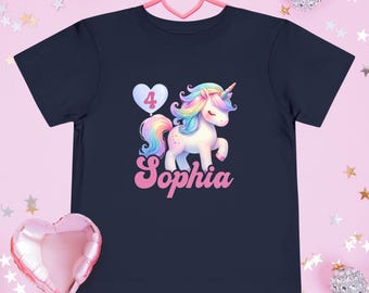 Magical Unicorn Birthday Shirt Personalized Girl Shirt Custom Shirt for Toddler Birthday Girl T Shirt Unicorn Birthday Tee Rainbow Unicorn