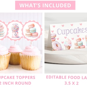 Sweet One Birthday Bundle Sweet One Party 1St Birthday Bundle Girl First Birthday Decor Editable Templates Ice Cream Donut Invitation SWE1 image 6