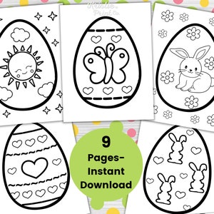 Easter Egg Coloring Pages for Kids, Toddlers, Easter Activities, Easter Party Favor, Printable Easter Coloring Pages, Egg Coloring Sheets
