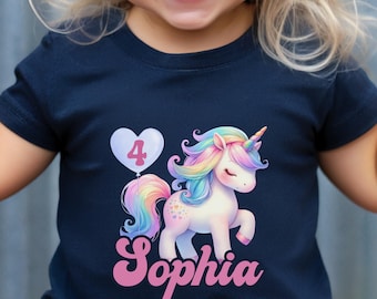 Magical Unicorn Birthday Shirt Personalized Girl Shirt Custom Shirt for Toddler Birthday Girl T Shirt Unicorn Birthday Tee Rainbow Unicorn