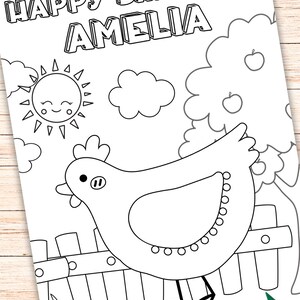 Editable Chicken Coloring Page, Chicken Birthday Party, Chicken Party ...
