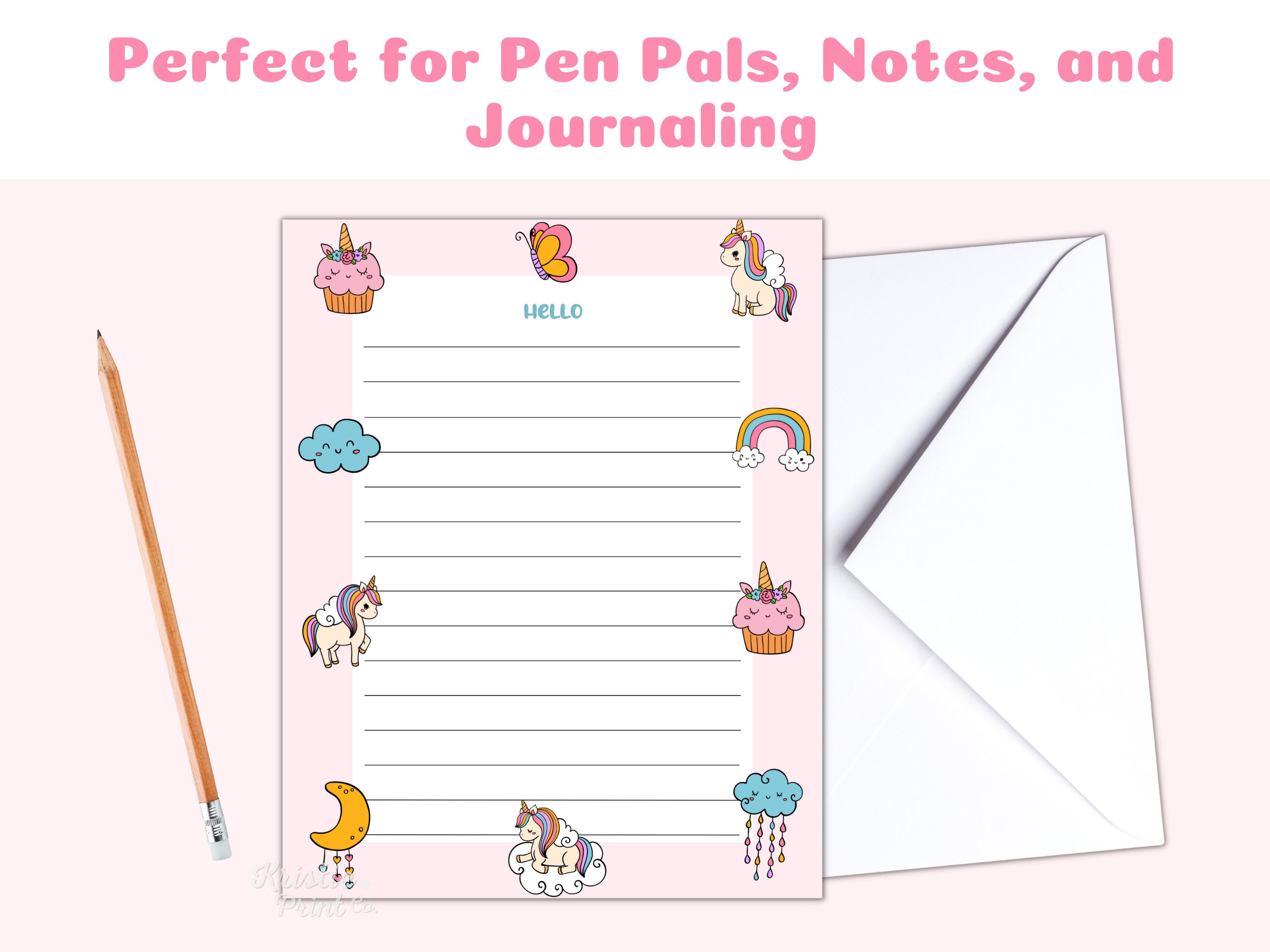 Kawaii Stationery Printable Cute Stationery Paper Unicorn Stationery ...