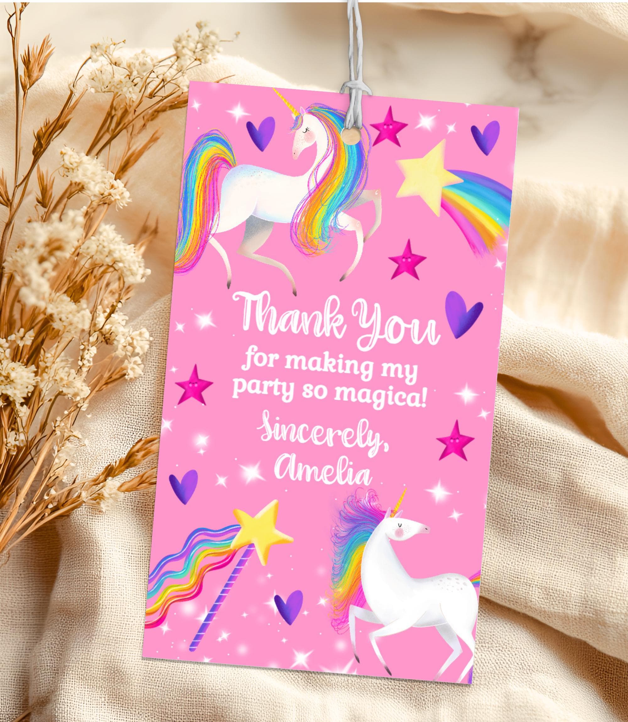Unicorn Thank You Tag Unicorn Birthday Party Favor Tag Magical Birthday ...