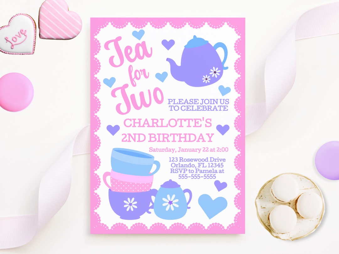Tea for Two Invitation Tea for Two Decor Tea Party Birthday Invitation