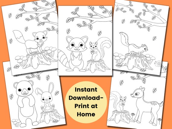 Forest Animal Coloring Pages for Kids Kids Party Games