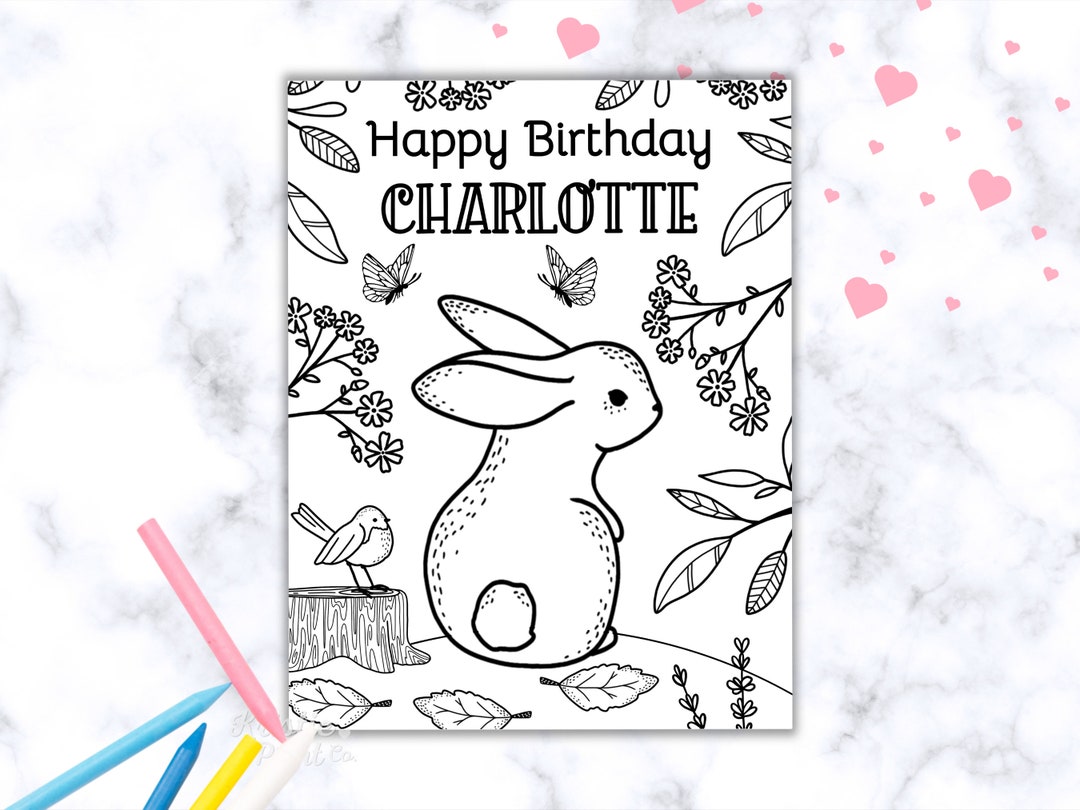 Editable Bunny Birthday Coloring Page Printable Bunny Theme Birthday