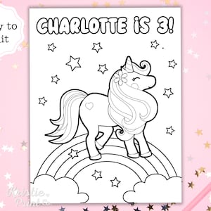 Editable Unicorn Coloring Page, Birthday Coloring Sheet, Unicorn Birthday Favors, Kids Party Games, Custom Coloring Pages for Kids