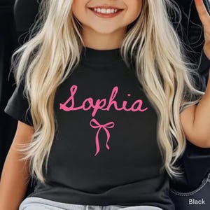 Personalized Name Shirt Girl Name Shirt for Toddler Coquette Bow Shirt Custom Name Shirt Toddler Girl Birthday Gift Kids Preppy Bow T Shirt