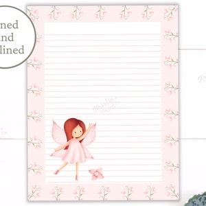 Fairy briefpapier, sprookjesachtig schrijfpapier, fantasie briefpapier, Cottagecore, bloemen gelinieerd papier, afdrukbaar briefpapier, dagboekpapier