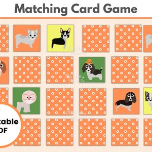Dog Memory Game Printable, Matching Card Game, Matching Game Printable, Educational Activities, Kids Activity, Preschool, Kindergarten
