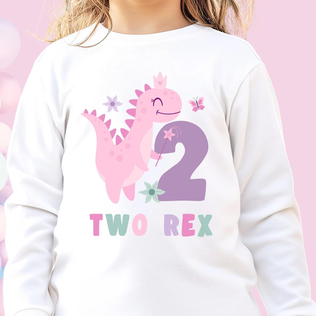 Two Rex Girl Shirt Two Rex Long Sleeve Dinosaur Shirt for a Girl ...