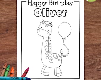 Editable Giraffe Coloring Page Wild One Birthday Coloring Safari Themed Party Safari Birthday Party Favors Kids Party Activity Jungle Party