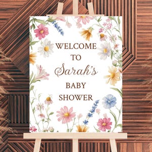 Wildflower Baby Shower Welcome Sign Boho Floral Baby Shower Signs Wildflower Welcome Poster Floral Welcome Sign Baby in Bloom Sign BBL4