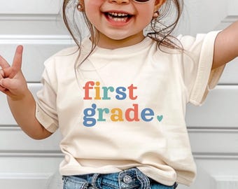 First Grade Shirt Back To School Shirt First Day Of School Kids School Shirt Elementary School Girl School Shirt Cute Retro First Grade Tee