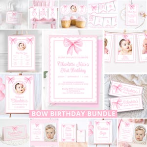 Pink Bow Birthday Decor Pink Bow Theme Party Decorations Girl 1St Birthday Party Decorations 2nd Birthday Coquette First Birthday Girl Ideas