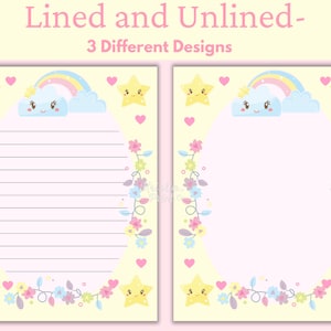 Little Girl Stationery, Lined Stationery for Kids, Primary Lines ...