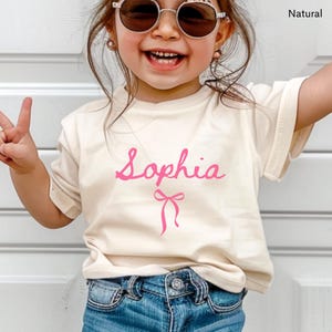 Personalized Name Shirt Girl Name Shirt for Toddler Coquette Bow Shirt Custom Name Shirt Toddler Girl Birthday Gift Kids Preppy Bow T Shirt