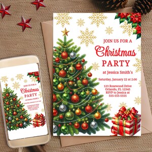 Editable Christmas Party Invitation Holiday Invitation Winter Party Invite Holiday Party Printable Digital Invite Christmas Invitation Tree