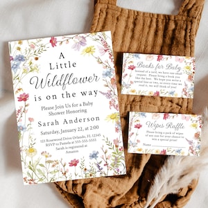 Wildflower baby shower uitnodigingsbundel Wildflower douche uitnodiging een beetje wilde bloemen is onderweg uitnodiging wilde bloemen boeken voor baby W7