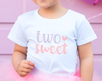Camiseta para dos niños pequeños, dos conjuntos de cumpleaños, camiseta para niña de segundo cumpleaños, regalo para el segundo cumpleaños, regalo para el segundo cumpleaños, camiseta para dos cumpleaños