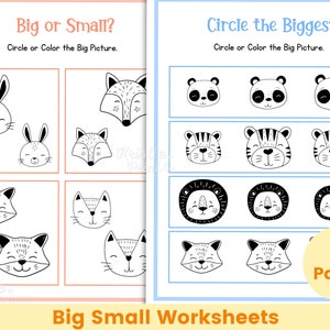 Big Small Worksheets, Learning Sizes Printable, Preschool Worksheets ...