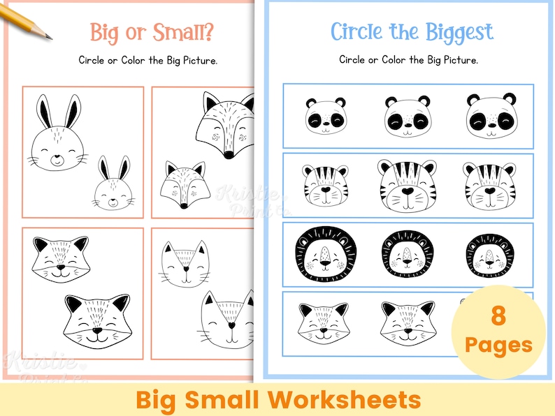 Big Small Worksheets, Learning Sizes Printable, Preschool Worksheets ...