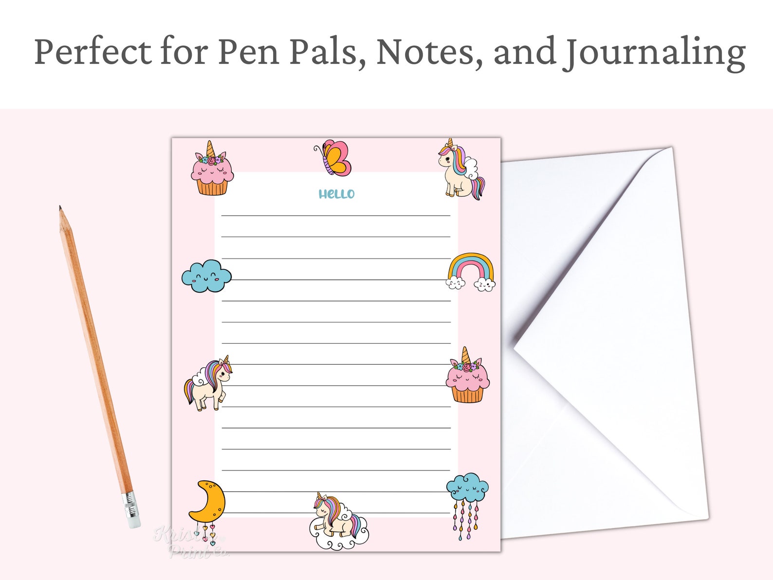 Kawaii Stationery Printable Cute Stationery Paper Unicorn - Etsy