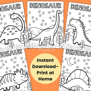 Dinosaur Coloring Pages for Kids, Dinosaur Birthday Favors, Kids Party Games, Dinosaur Party Printables, Dinosaur Activity Sheet, Download