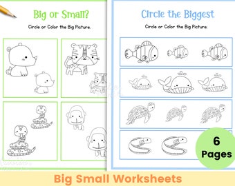 Big Small Worksheets, Preschool Worksheets for Kids, Kindergarten Worksheets, Homeschool Worksheets, Preschool Worksheets for Toddlers