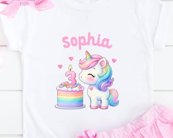 Unicorn 3rd Birthday Shirt 3 Year Old Girl Birthday Shirt Unicorn Party Shirt Personalized Birthday TShirt Girl Custom Shirt Unicorn Tee