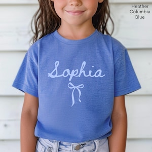 Personalized Name Shirt Girl Name Shirt for Toddler Coquette Bow Shirt Custom Name Shirt Toddler Girl Birthday Gift Kids Preppy Bow T Shirt