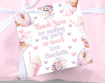 Tag per bomboniere per un compleanno dolce Tag di ringraziamento per un compleanno dolce 1° compleanno Ragazza gelato Compleanno 1° compleanno Decor Ragazza carina SWE1