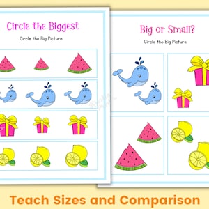 Big Small Worksheets, Learning Sizes Printable, Preschool Worksheets ...