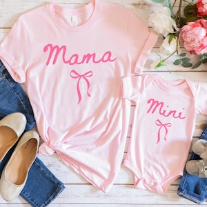 Mama and Mini Coquette Bow Shirt Mama Mini Matching Mommy And Me Shirt Mothers Day Gift Coquette Mama Mini Mother Daughter Shirts Bow